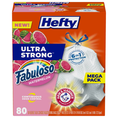 Set of 80 Hefty Ultra Strong 13 Gallon Trash Bags for Tall Kitchen