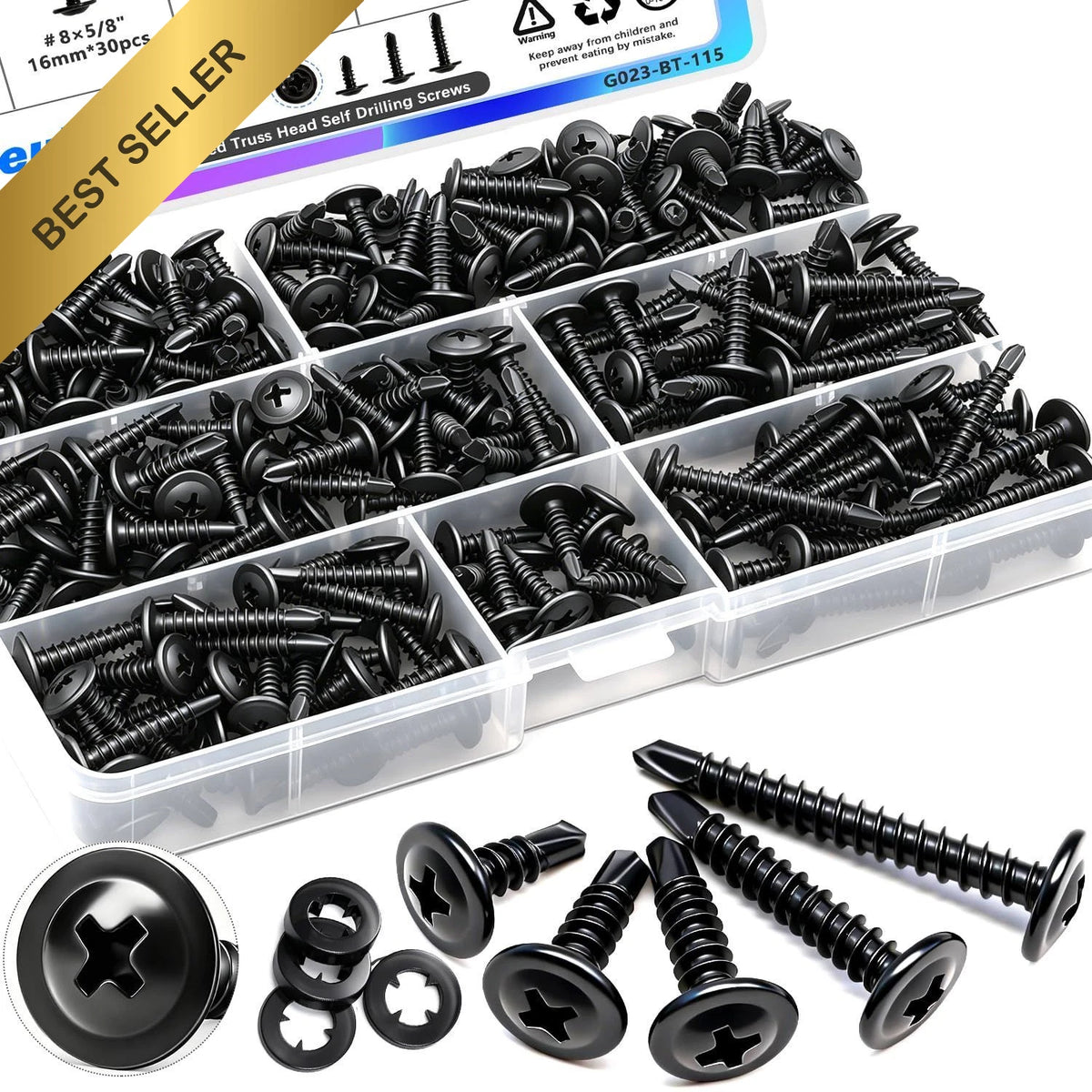 230PCS Self Drilling Screws with Washers for Automotive Applications