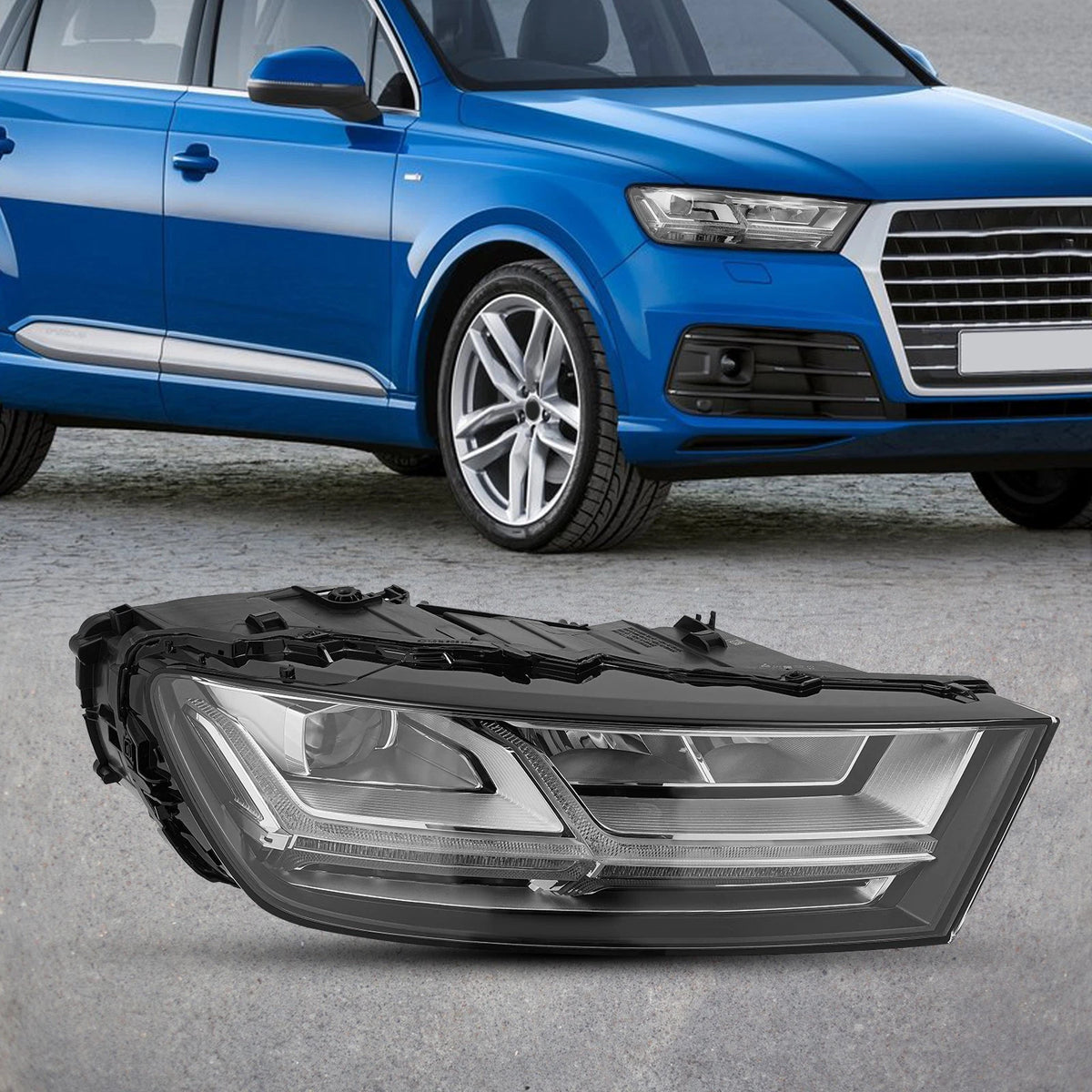 Right Headlight for Audi Q7 (2017–2019) 4M0941034B w/ LED Daytime Running Light