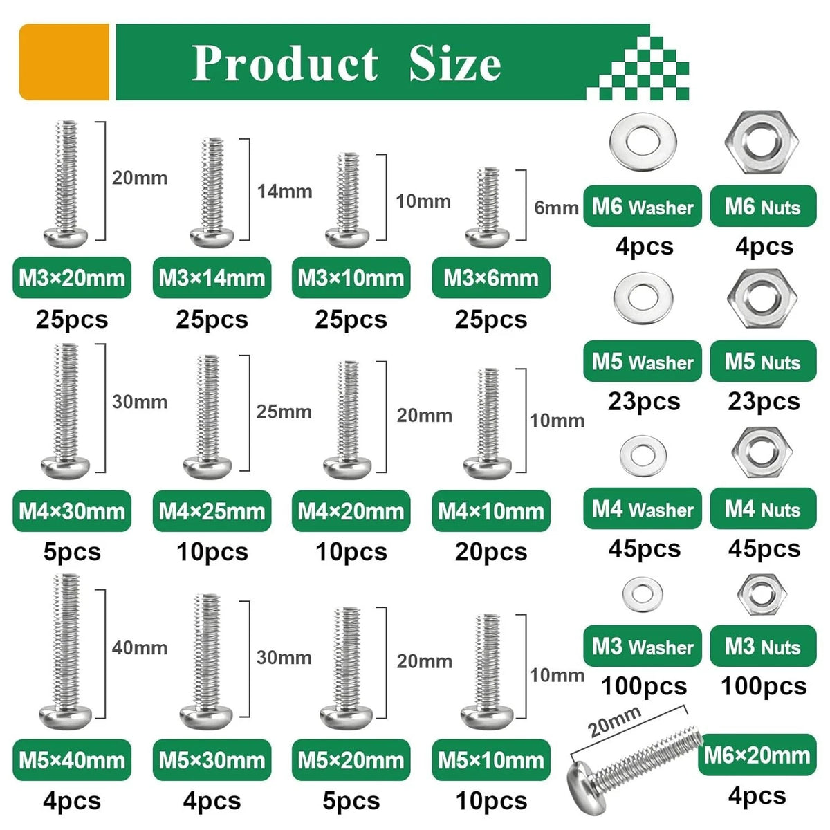 516Pcs Black Nuts and Bolts Assortment Kit for