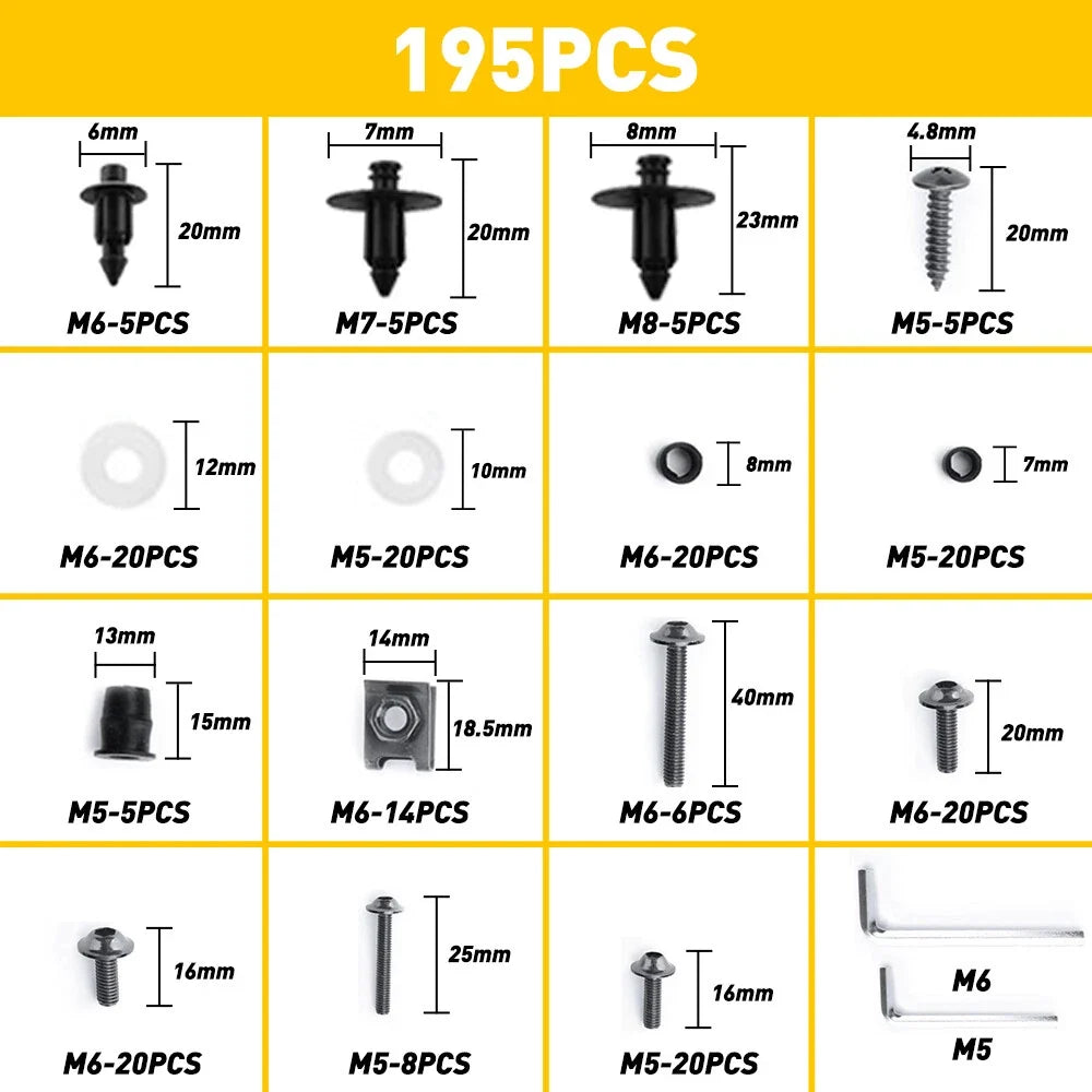Set of Black Motorcycle Fairing Bolts for USA Models