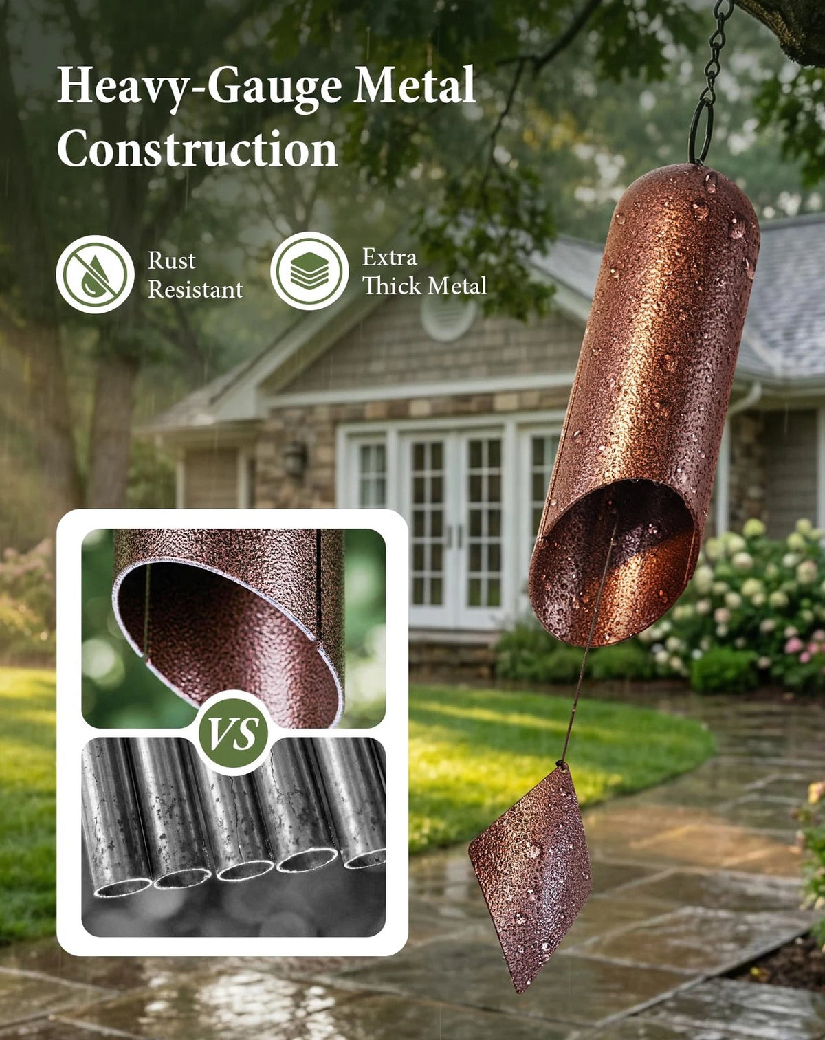 Deep Tone Wind Chimes for Outside - Heavy Duty Copper