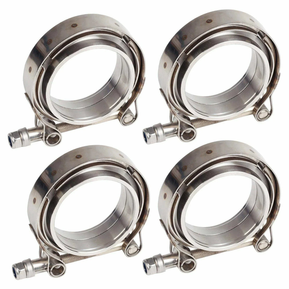 4x V-band Clamp for Exhaust Downpipe (Stainless Steel, 4" Inch)