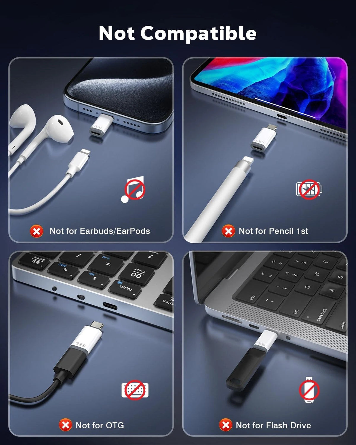 4X Lightning to USB C Adapter for iPhone 17 Air