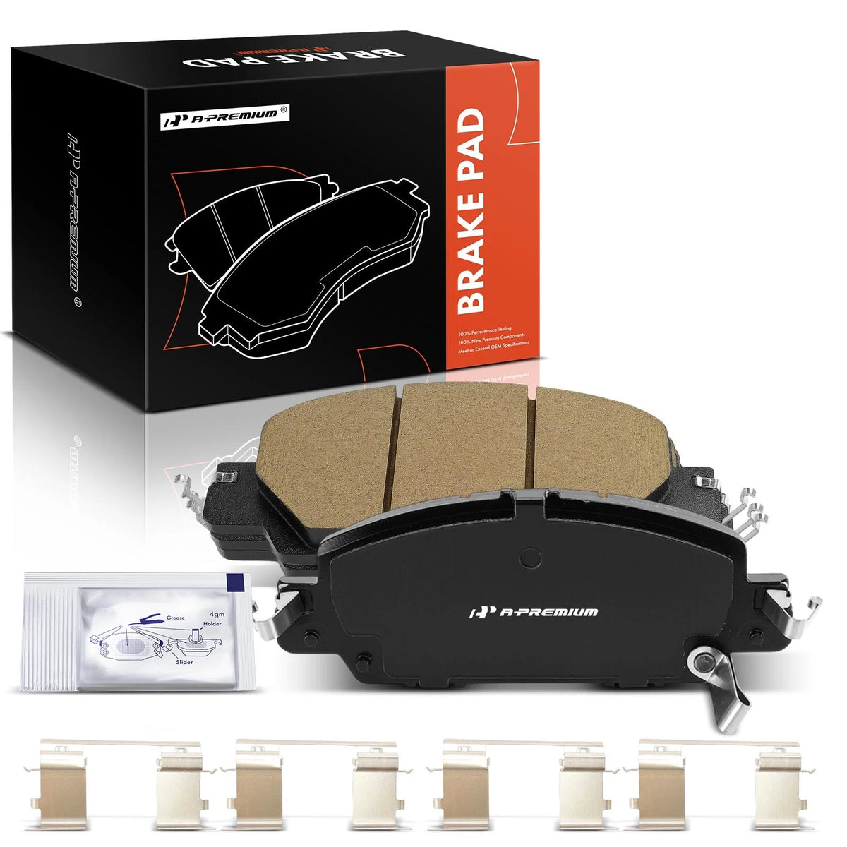 Set of 4 Front Side Ceramic Brake Pads w/Hardware for Honda Accord (2016–2017) P-1860