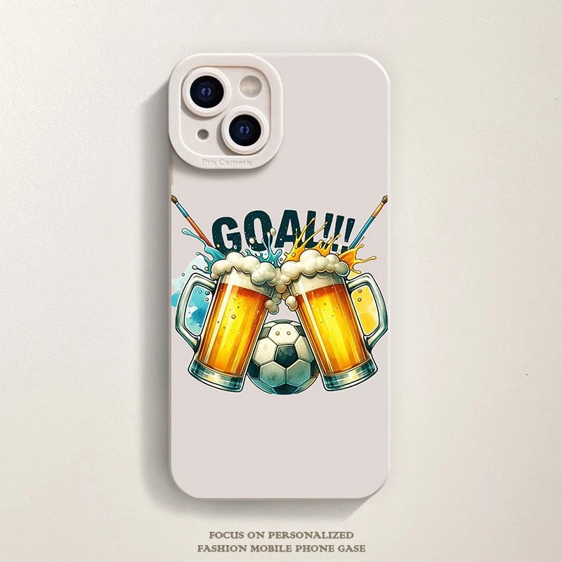 GOAL Beer & Soccer Art Design Phone Case for Apple iPhone 11–17