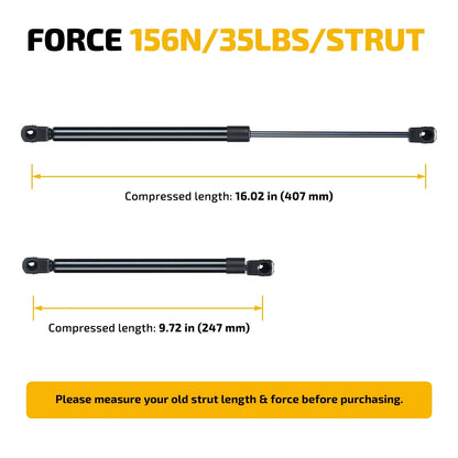 2X Lift Supports for Truck Topper Camper Shell (16in, 35Lbs)