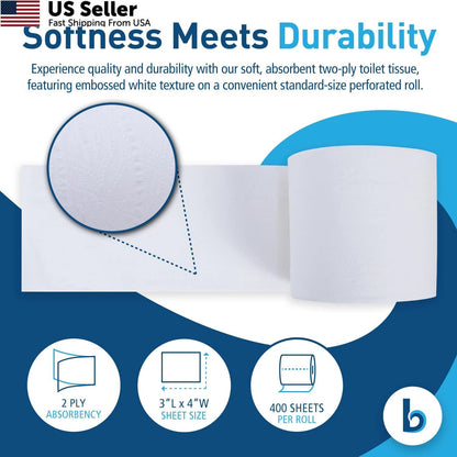 2X Two-Ply Toilet Tissue for Boardwalk BWK6144 (Pack of 96)