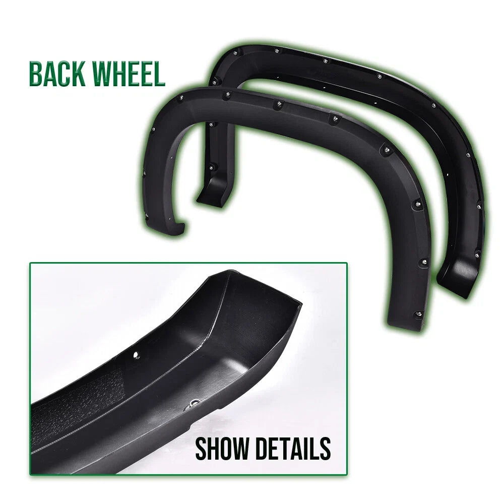 Set of 4 Pocket Rivet Textured Offroad Fender Flares for GMC Sierra 1500 (2007–2013)