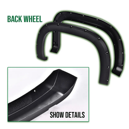 Set of 4 Pocket Rivet Textured Offroad Fender Flares for GMC Sierra 1500 (2007–2013)