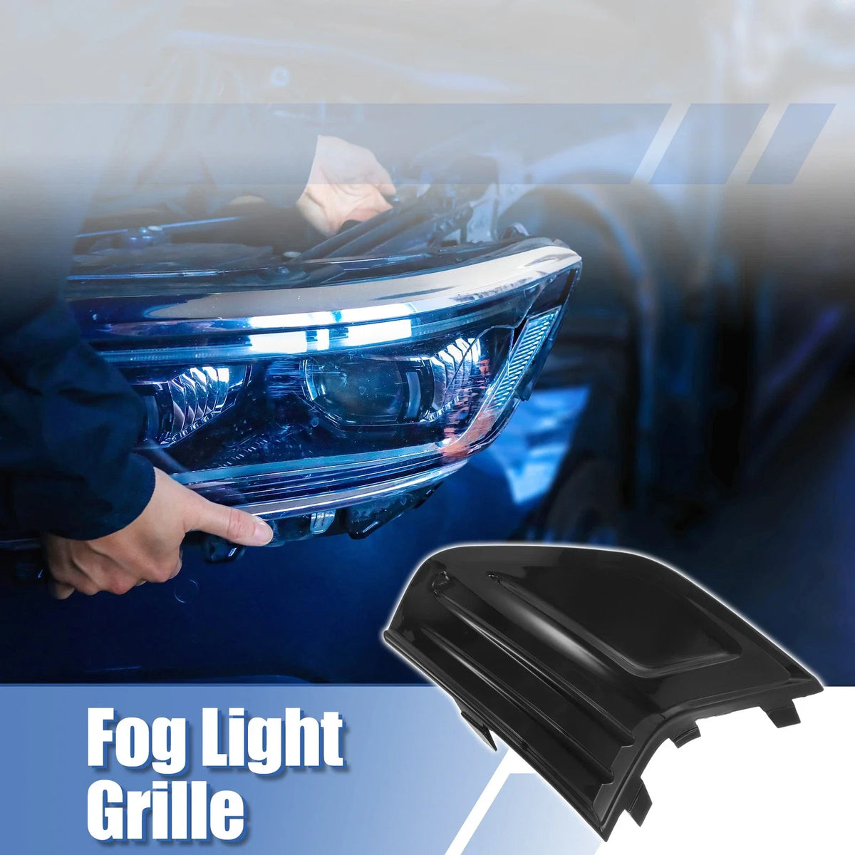 Front Left Fog Light Grille Cover Trim for Ford Fusion (2019–2020) Gloss Black