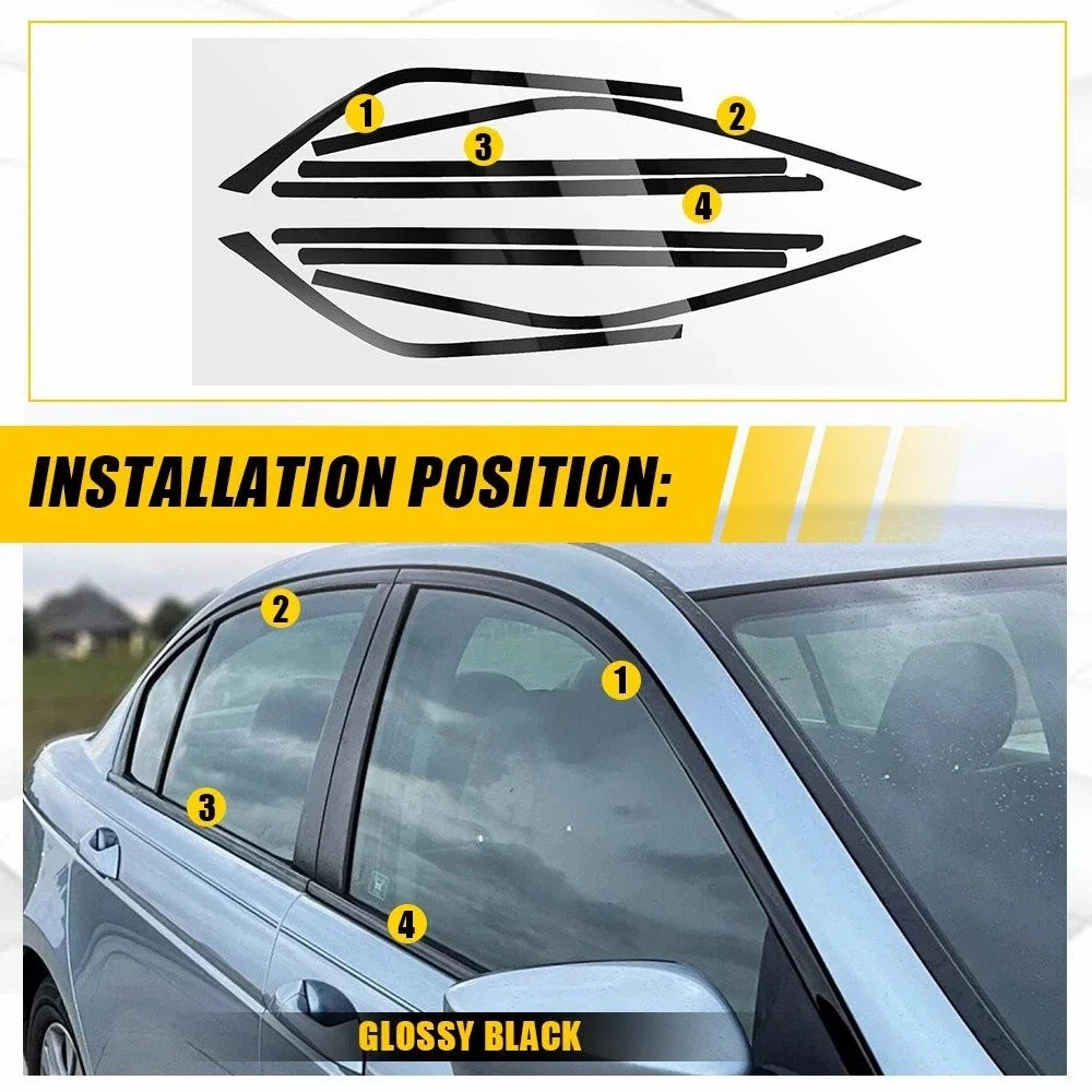 Wrap Black Exterior Pre-Cut Side Window Sticker for Chrysler 300 (2011–2023) 8Pcs