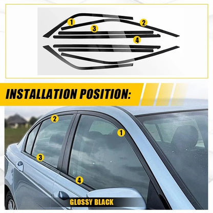Wrap Black Exterior Pre-Cut Side Window Sticker for Chrysler 300 (2011–2023) 8Pcs