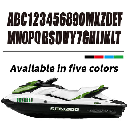 Set of 4 Boat Registration Letters & Numbers Stickers A-Z 0-9 (Black)