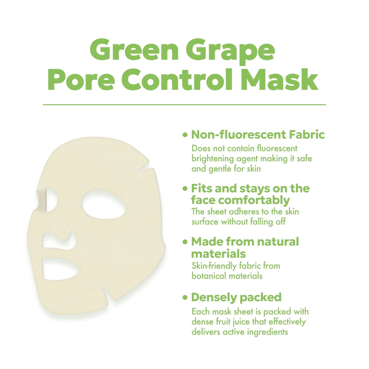 Face Mask Sheets for Frudia Green Grape Pore Control (Pack of 10)