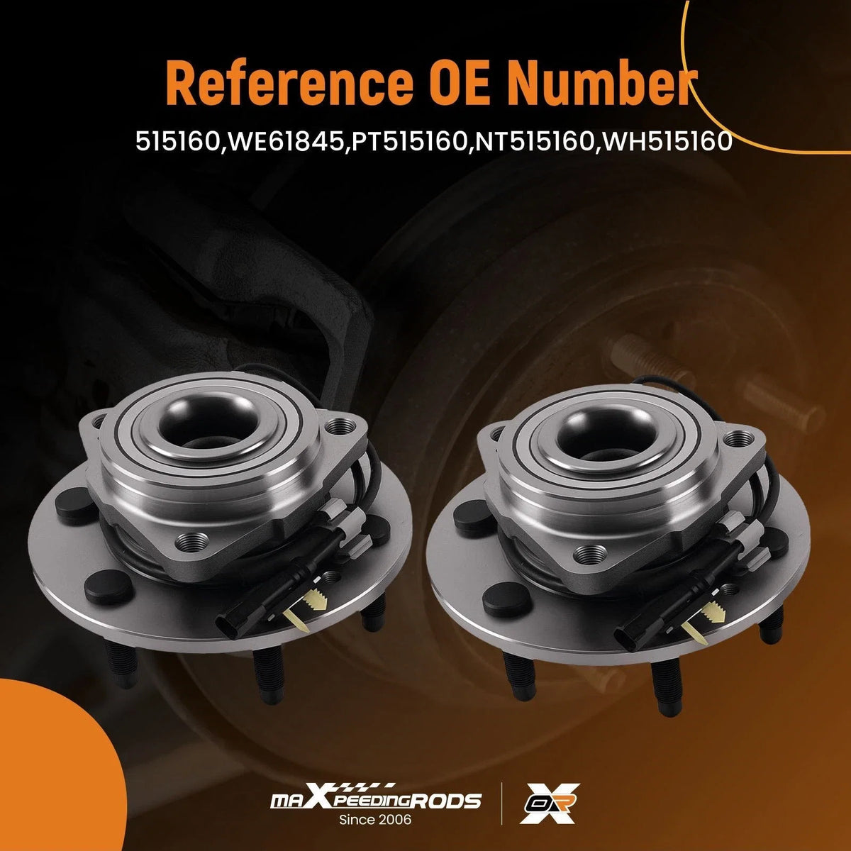 Front Wheel Bearing Hub Set of 2 for Chevrolet Silverado 1500 LD (2019) 515160 ABS