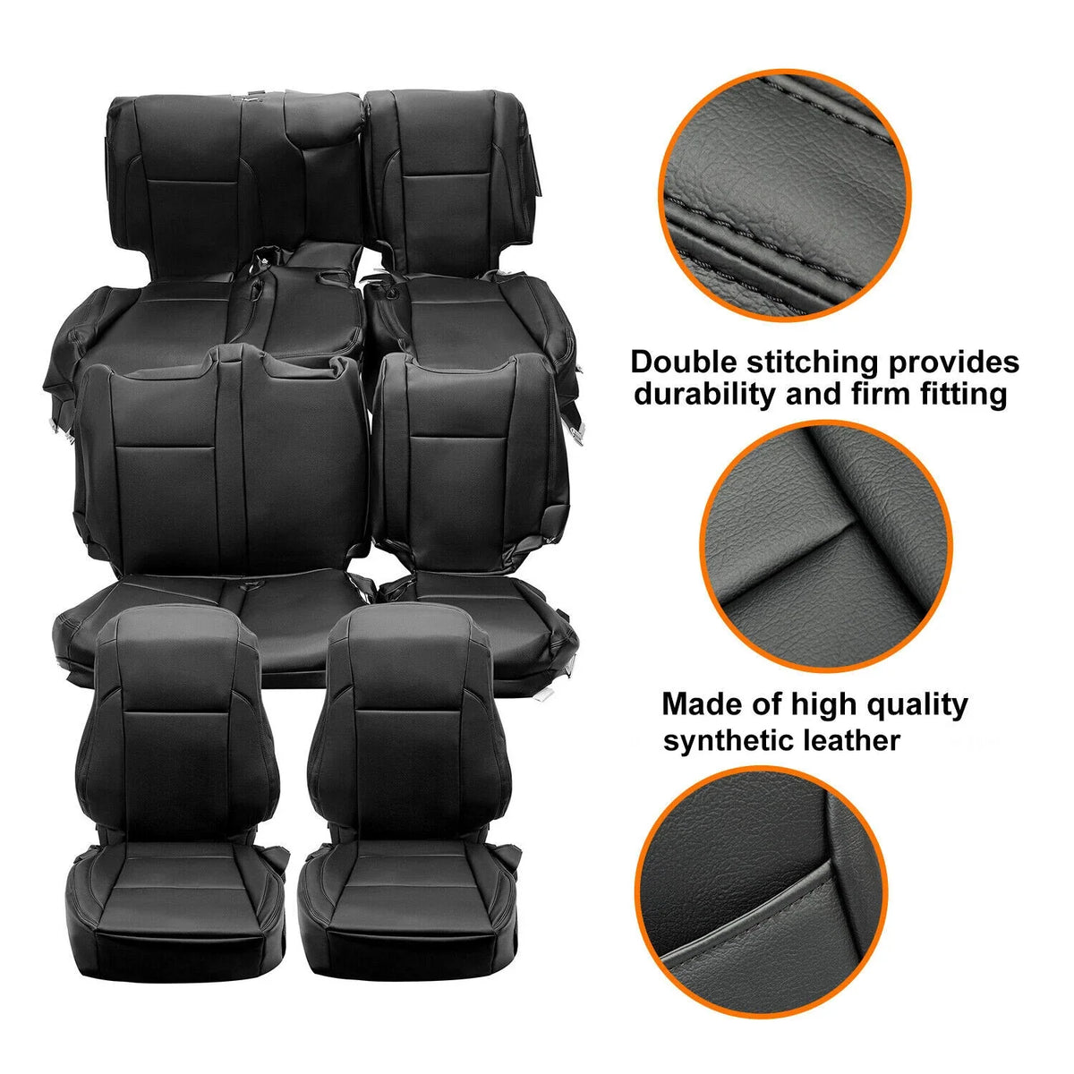Set of 4 Seat Covers for Toyota Highlander LE/Hybrid (2014–2019) Black