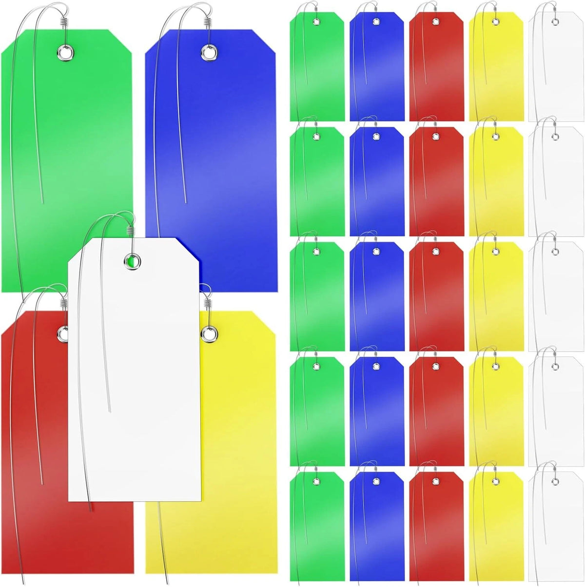 Set of 100 Plastic Shipping Tags with Wire, Waterproof, 20230404001