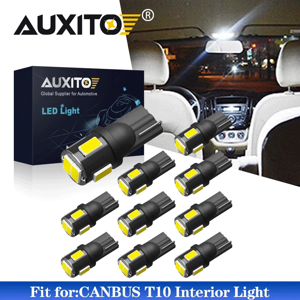 10X T10 LED License Plate Light Bulbs 168 2825 194 W5W for Universal Vehicles