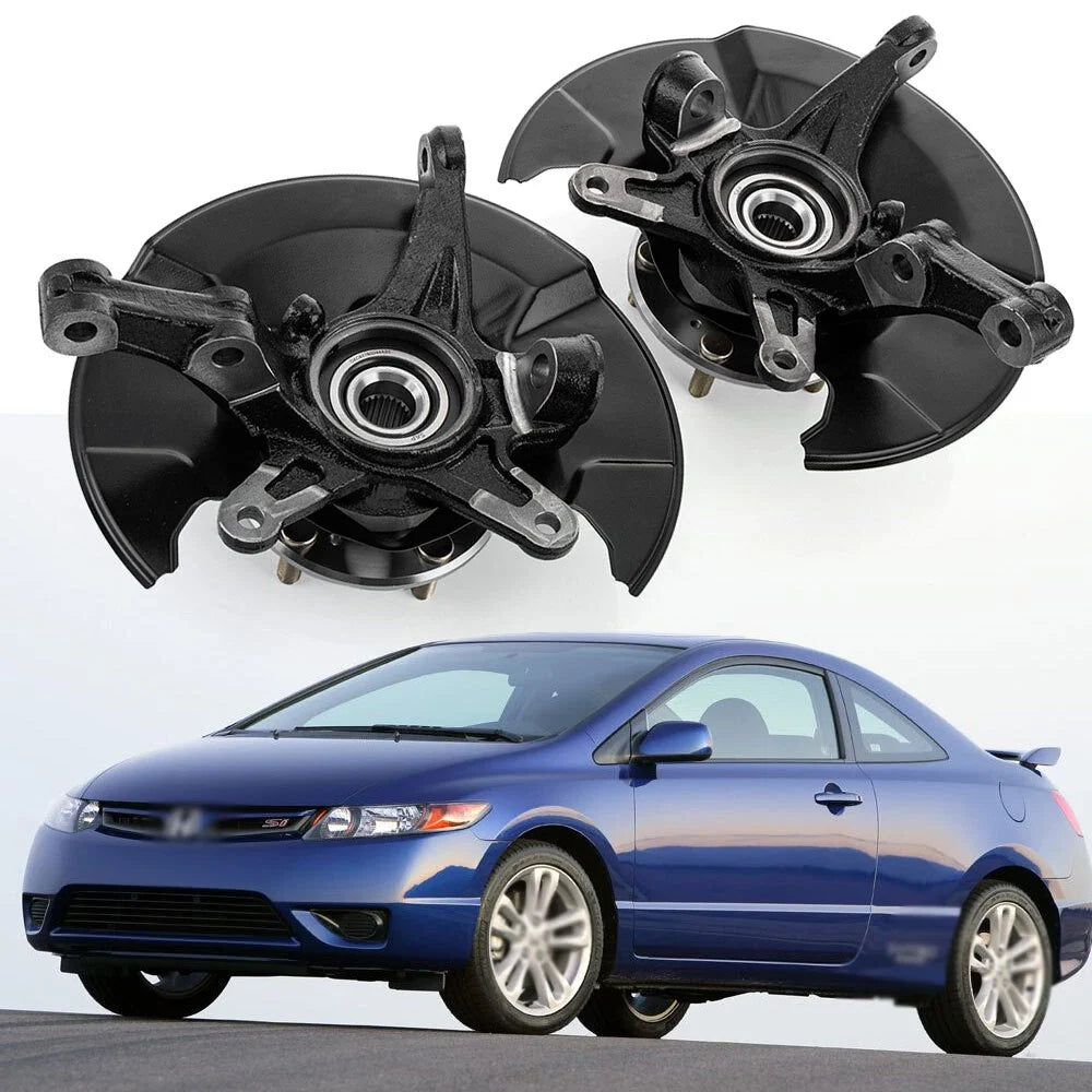 Pair Front Steering Knuckle w/ Wheel Hub Bearing for Honda Civic 698-450 698-451