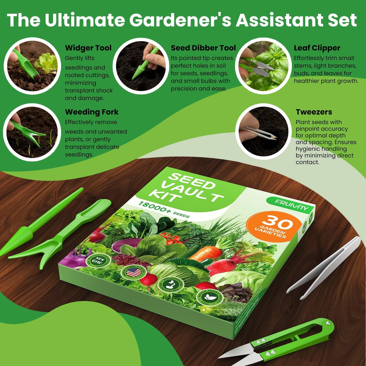 30 Heirloom Seeds Variety Pack for Green (Non-GMO)