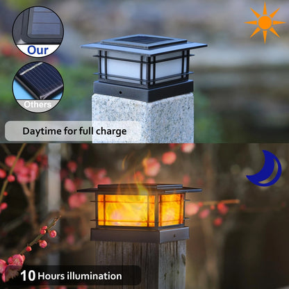 8 Pack Solar Post Cap Lights for Outdoor Use - Flickering Black