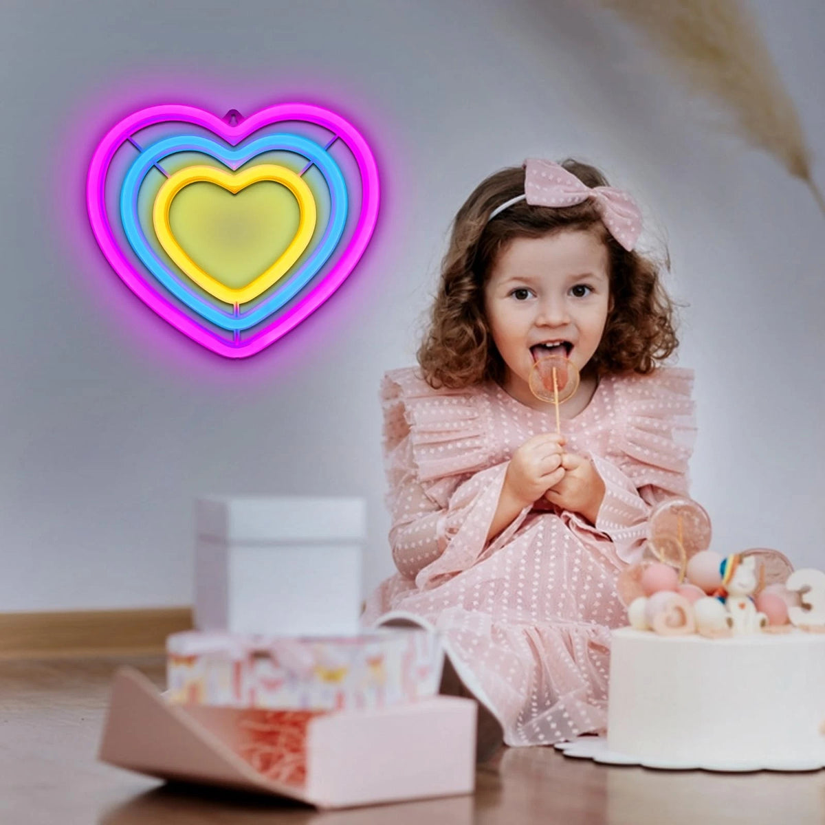 Pink Heart Neon Sign LED Wall Light