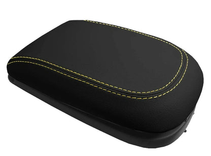 Leather Console Lid Armrest Cover for Hyundai Santa Fe (2001–2006) Yellow Stitch
