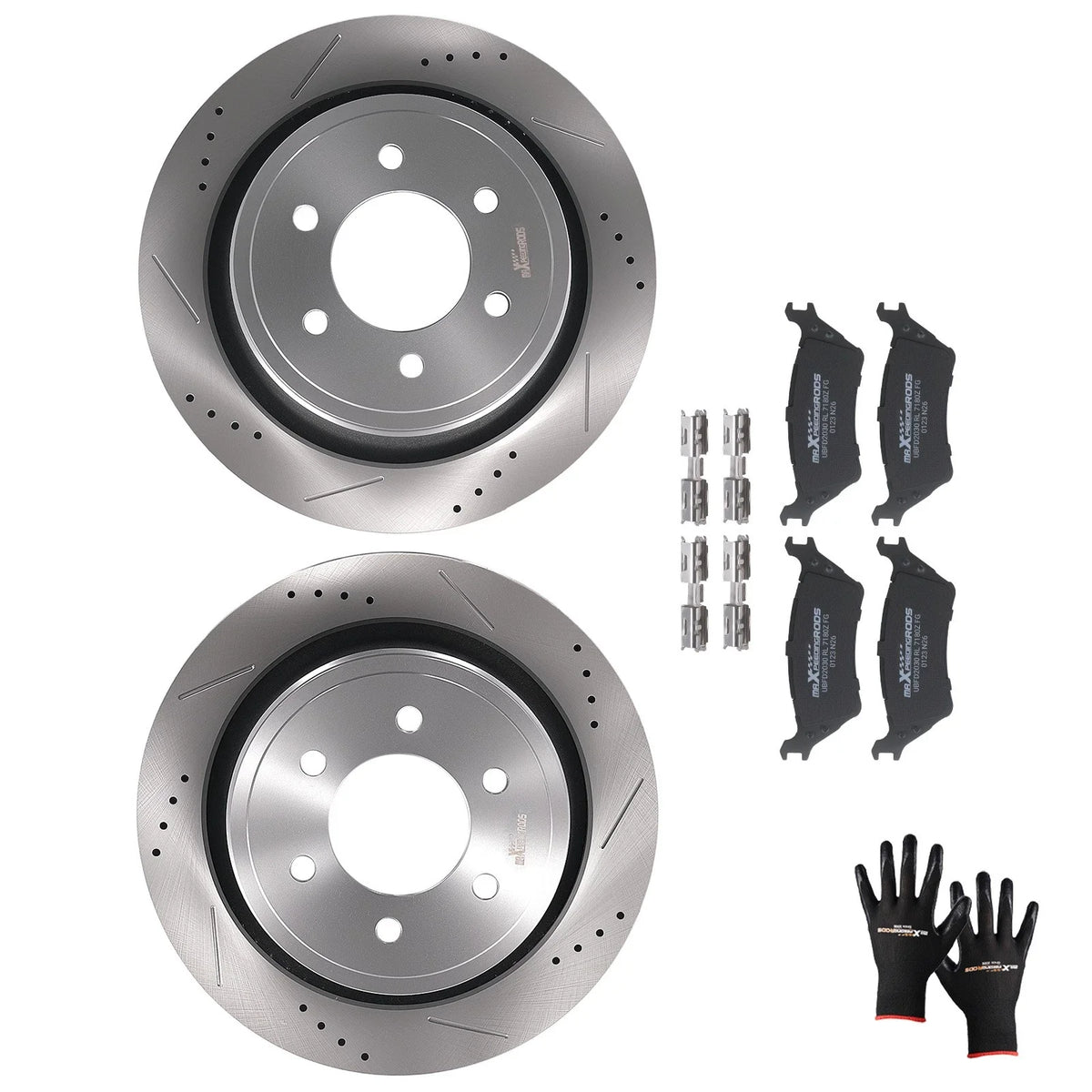 Set of 4 Rear Brake Rotors and Pads for Ford F-150 (2012–2020) S-5418 D1602