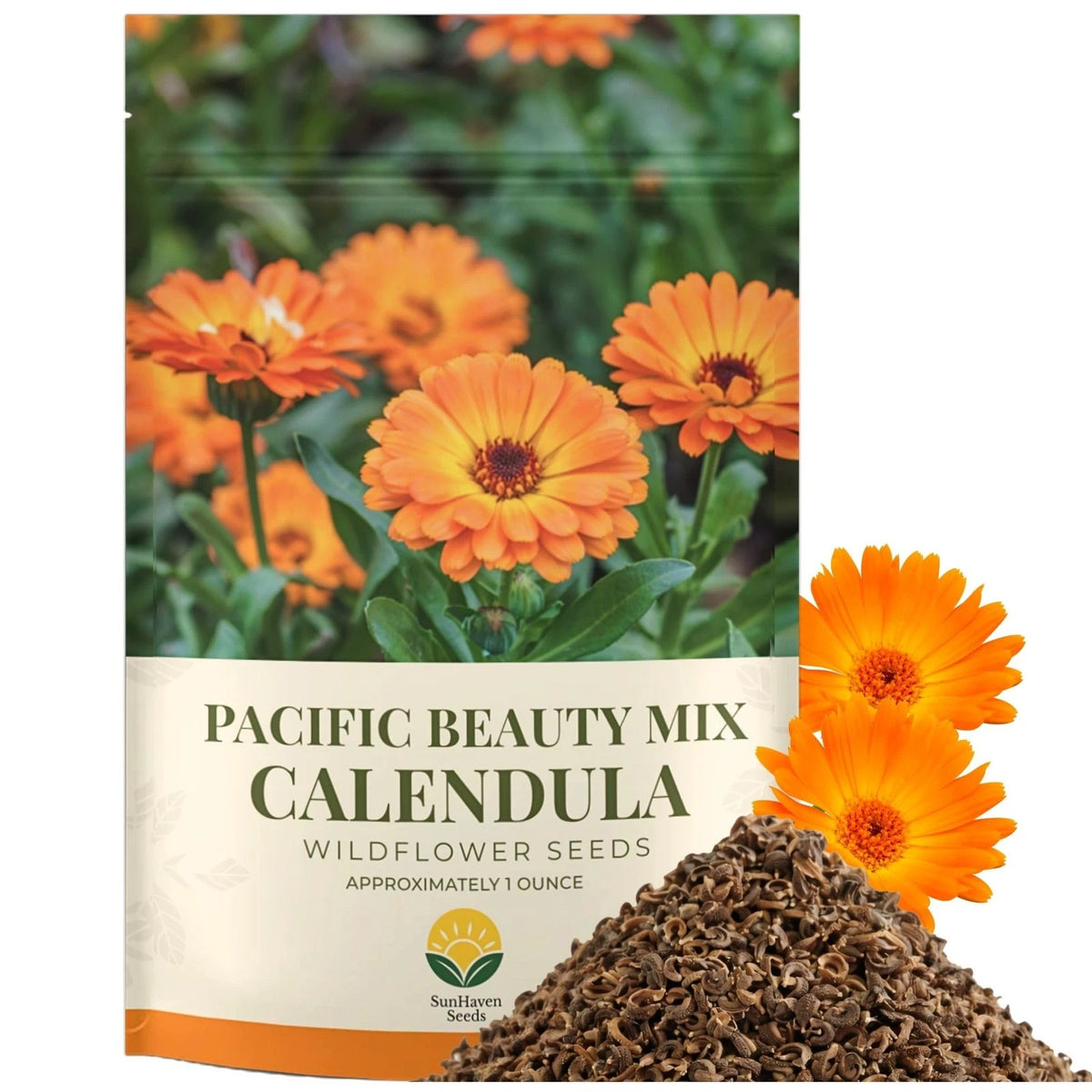 Calendula Pacific Beauty Mix Seeds for Garden (3,000+ Orange and Yellow)