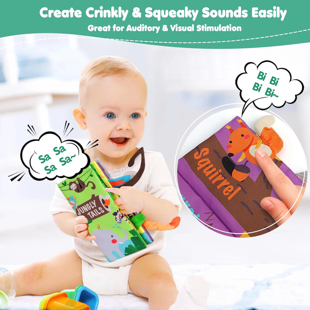 Touch and Feel Crinkle Cloth Book for Baby (Medium, Multicolor)