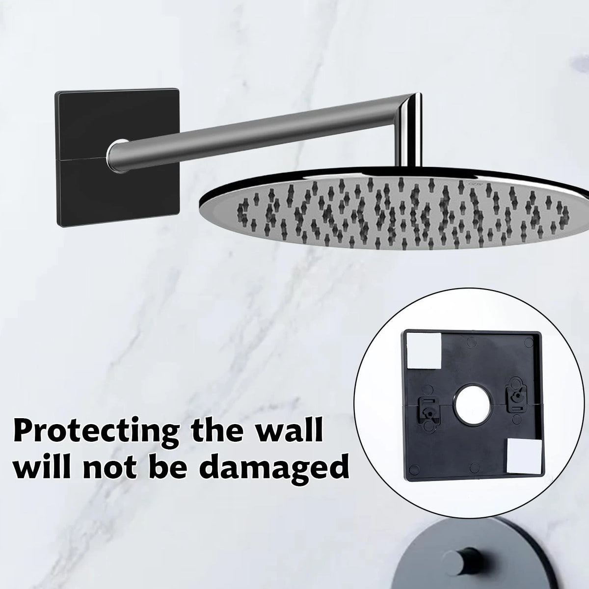 2X Plumbing Cover Plates for Square Shower Arm Flange (Black)