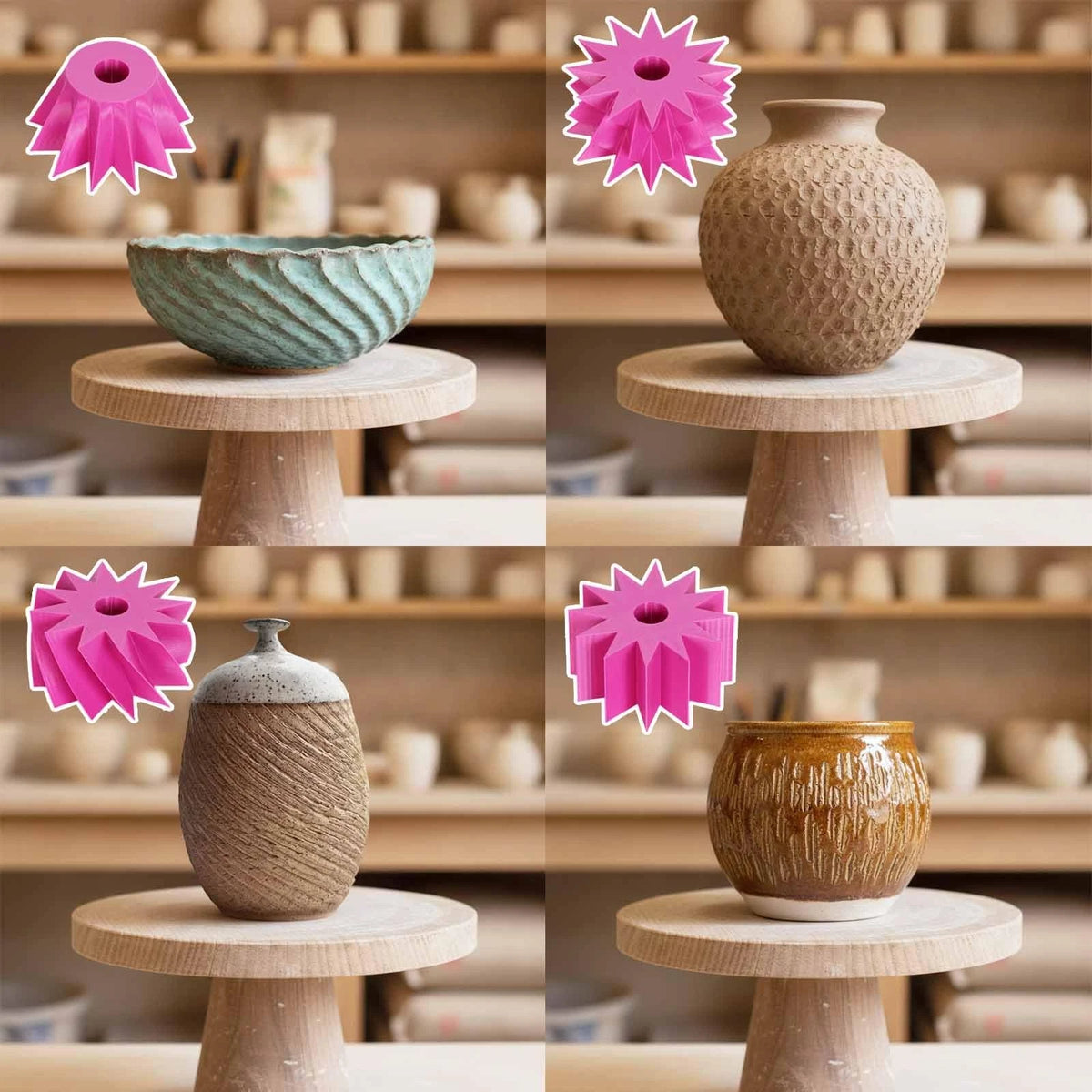Pottery Shaping Carving Tool with 5 Interchangeable Heads
