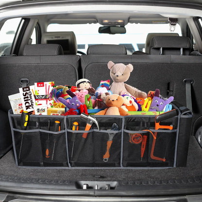 Car Trunk Organizer with Lid for SUV, Sedan, Jeep (Collapsible Storage)