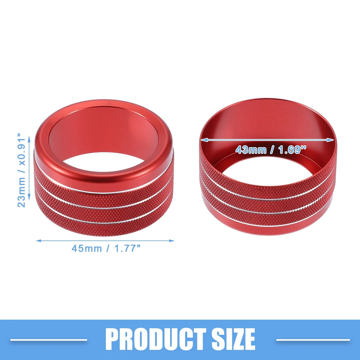 Set of 2 Air Conditioning Control Switch Knob Covers for Toyota Tundra (2014–2021) Red