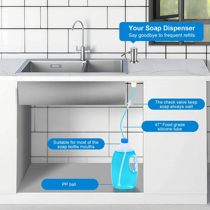 Cejiuga Soap Dispenser for Kitchen Sink (Upgrade Built, Brushed Nickel)