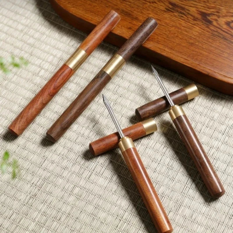 Stainless Steel Ice Pick Tool with Safety Cover and Non-slip Wooden Handle