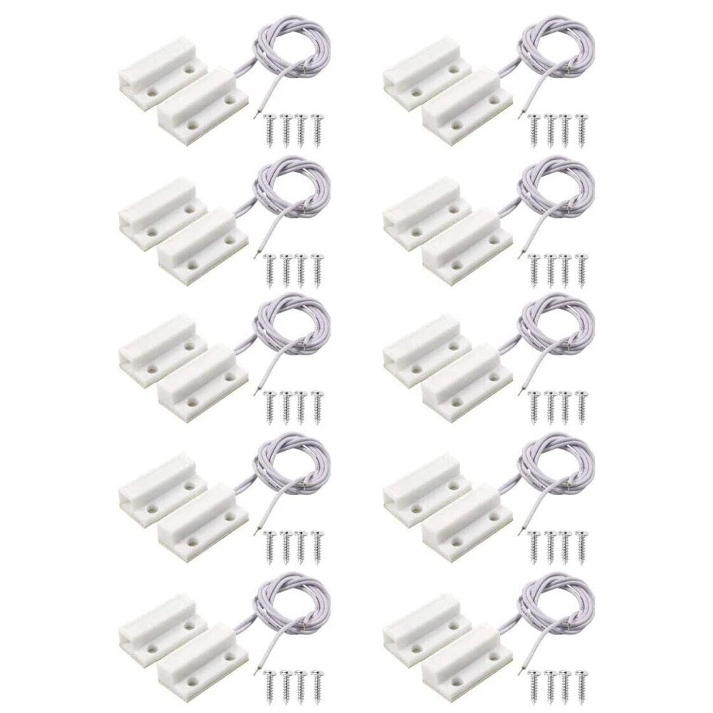 10 Pair MC-38 Surface Mount Wired NC Door Sensor Alarm Magnetic Reed Switch