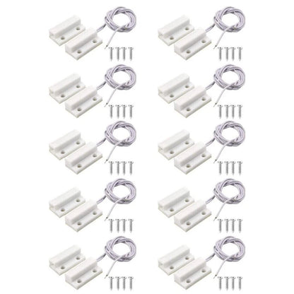 10 Pair MC-38 Surface Mount Wired NC Door Sensor Alarm Magnetic Reed Switch