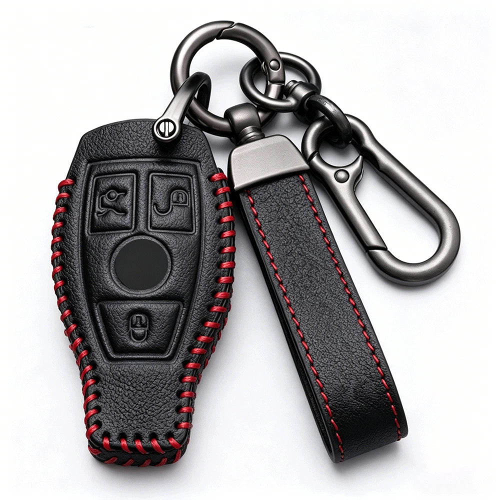 Leather Keychain Fob Case Cover for Mercedes Benz A B C E S G GLA GLC GLE
