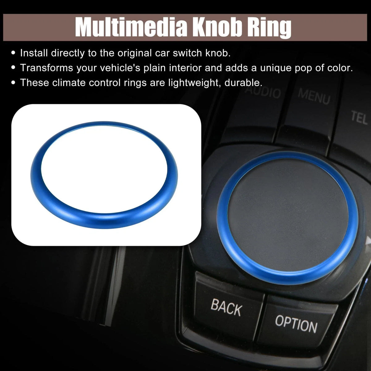 Aluminum Alloy Multimedia Knob Ring for BMW 1 2 3 5 6 7 Series X2 X3 (2000–2023)