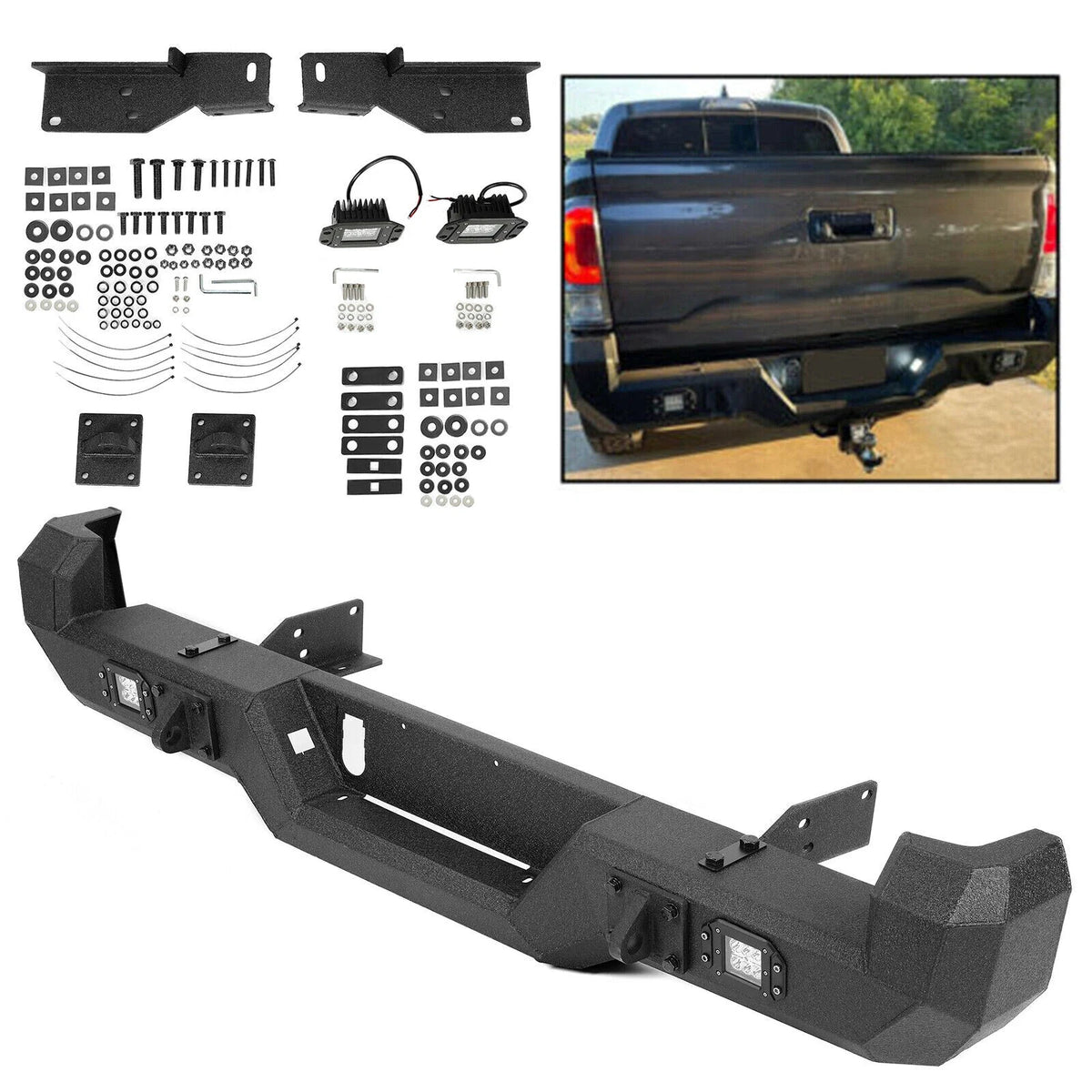 Pro Series Rear Bumper w/ Lights for Toyota Tacoma (2016–2023)
