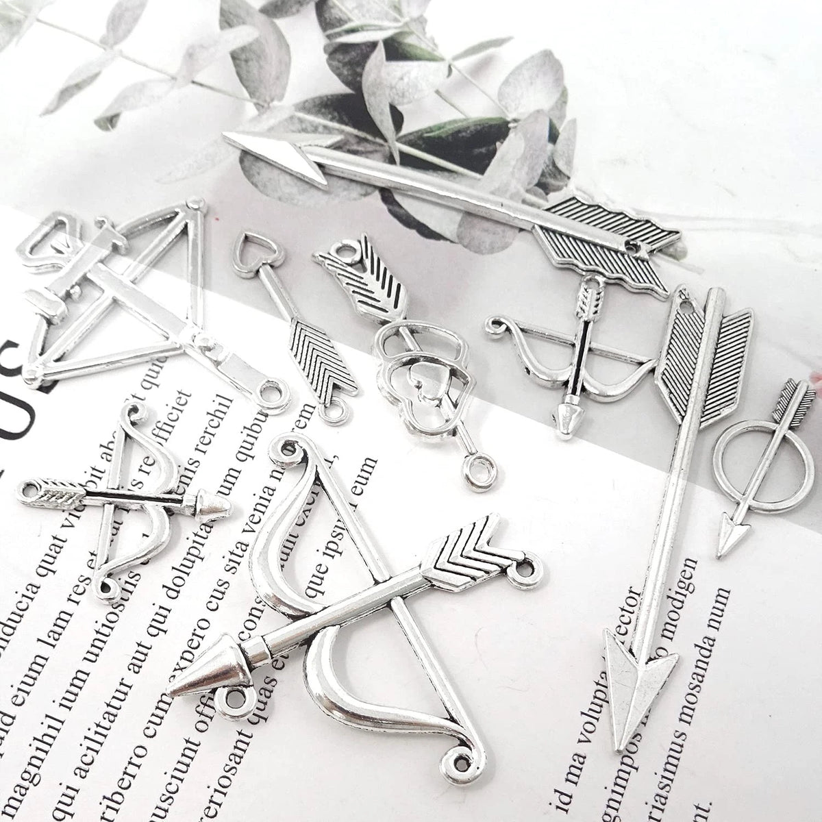 40PCS Mixed Bow and Arrow Charms for Crafting (No Specific Part Numbers)