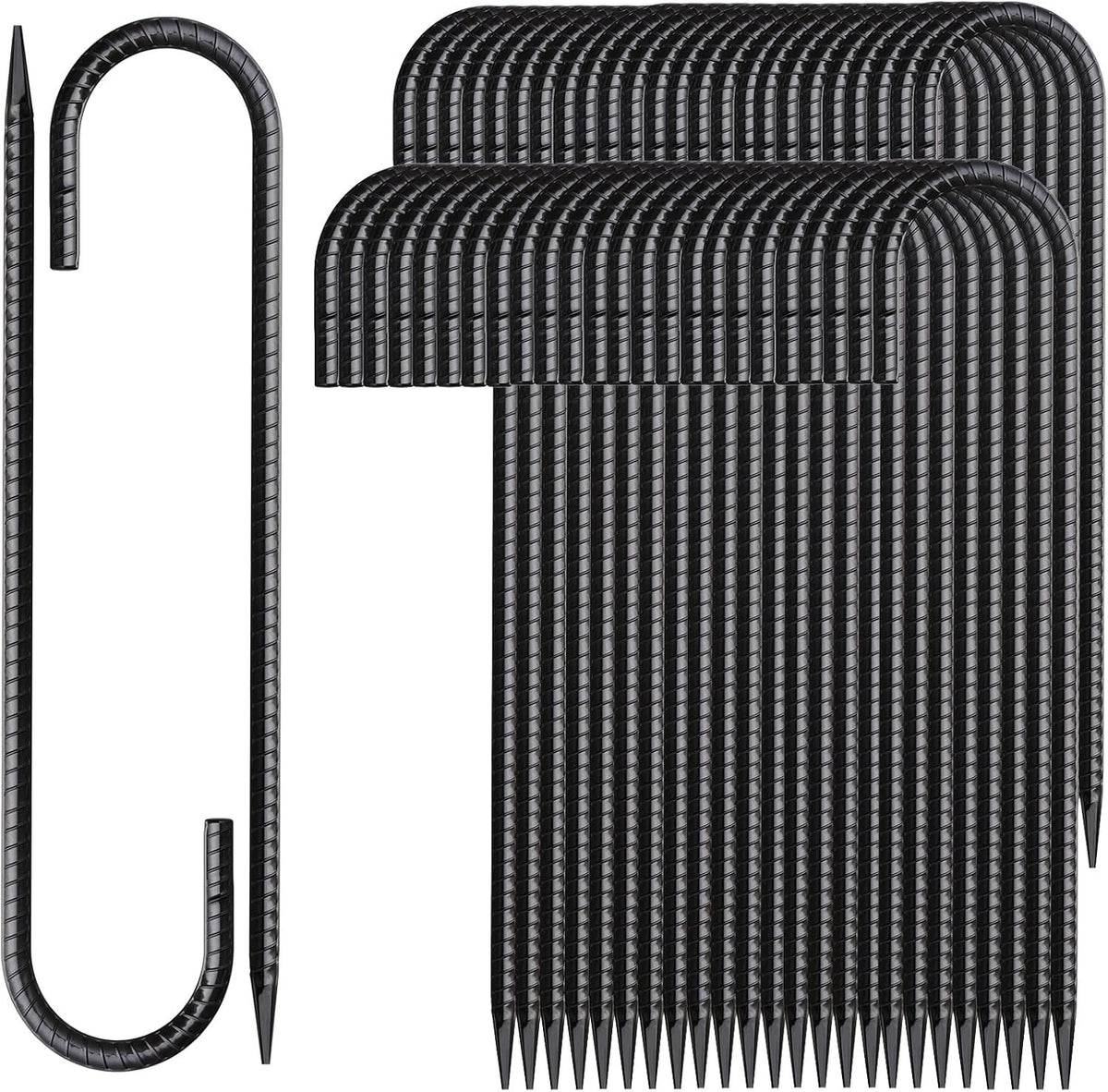 50 Pack of 12 Inch Heavy-Duty Rebar Stakes for Ground Anchoring