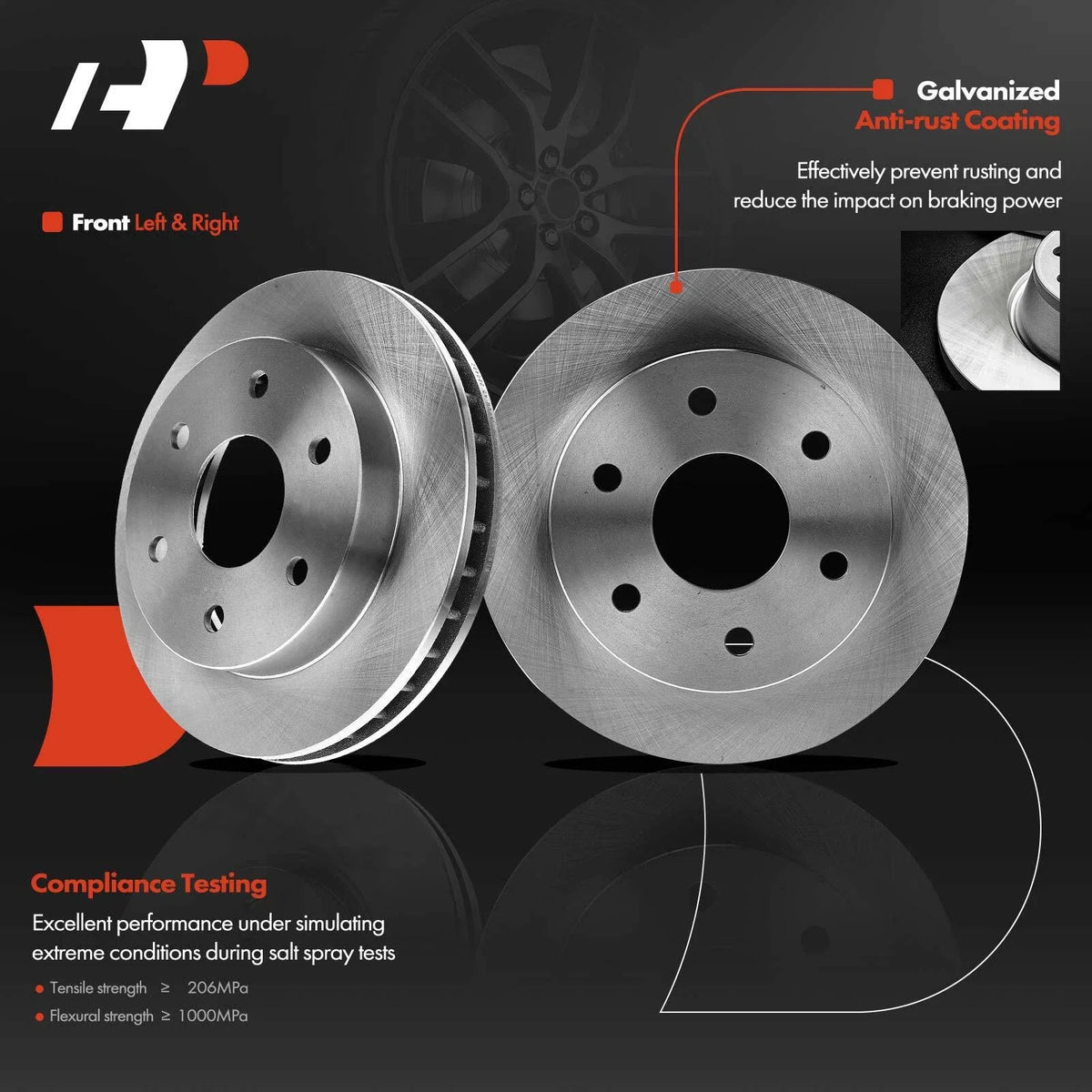 Set of 8 Front Disc Rotors & Ceramic Pads for Chevy Cadillac
