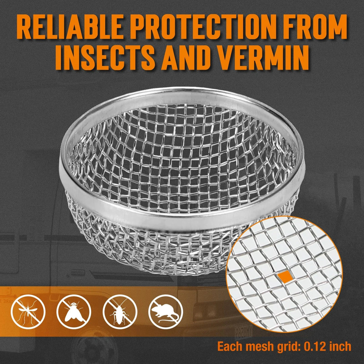 2X RV Furnace Vent Screen for Tonda (Medium, Round)
