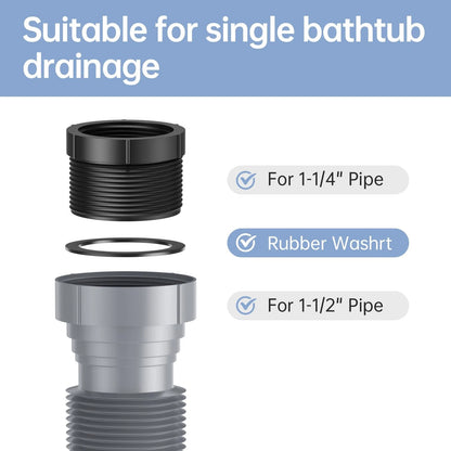 Low Profile Flexible Bathtub Shower Drain Pipe Kit 1 1/2 Inch (No Year)