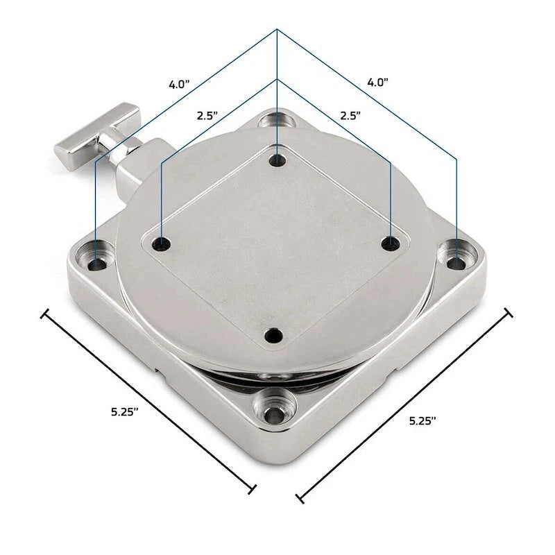 Stainless Steel Low-Profile Swivel Downrigger Mount Base for