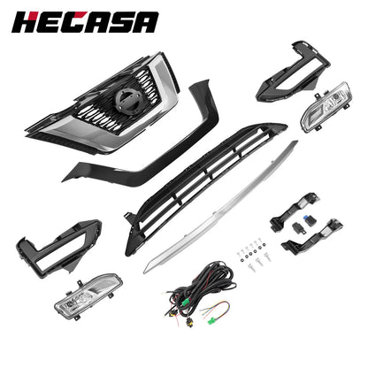 Front Upper Lower Grille Trim Fog Lamp Kit for Nissan Rogue (2017–2020)