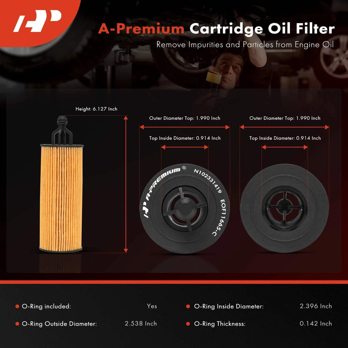 2X Engine Oil Filter for Ram 1500, Jeep Grand Cherokee, Wrangler (2014–2024) - 68191349AA, 68191349AB, 68191349AC, CH11665